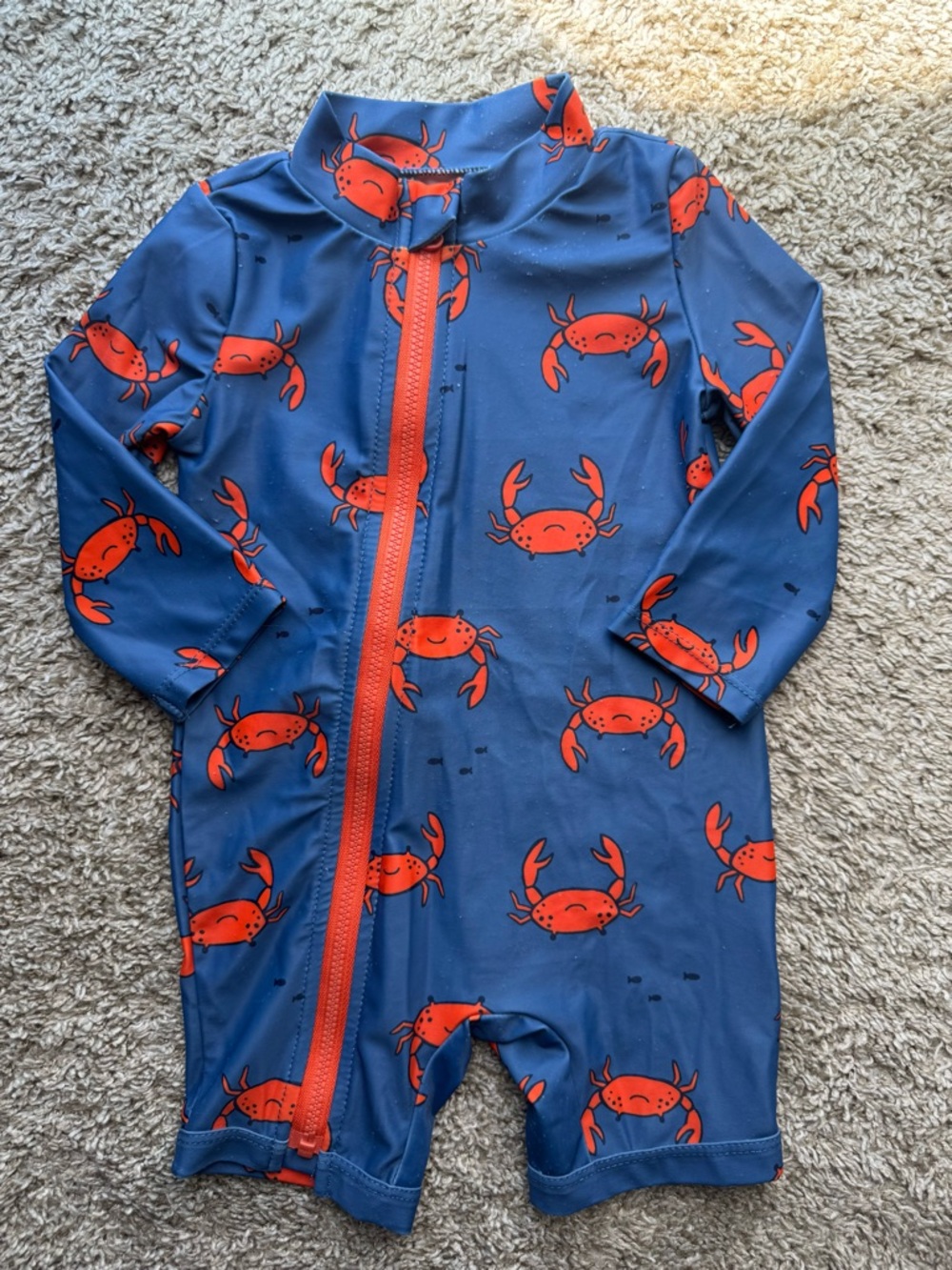 3-6M Carter’s Crab Rash Guard Swimsuit One Piece Zip Front
